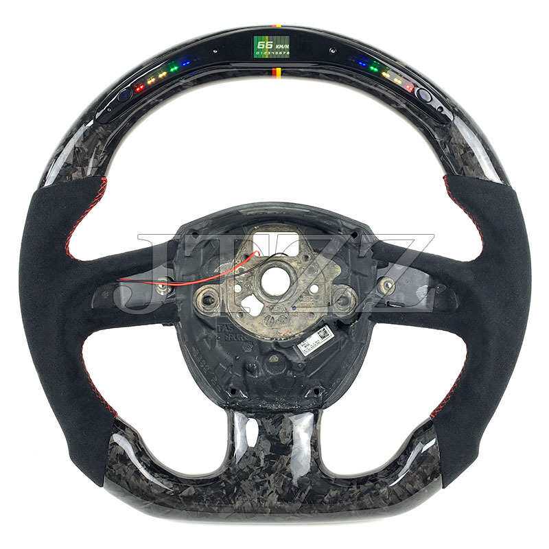 适用于奥迪A3 A5 A4 A7 Q3 Q5 Q7 2007-2011方向盘碳纤维LED改装