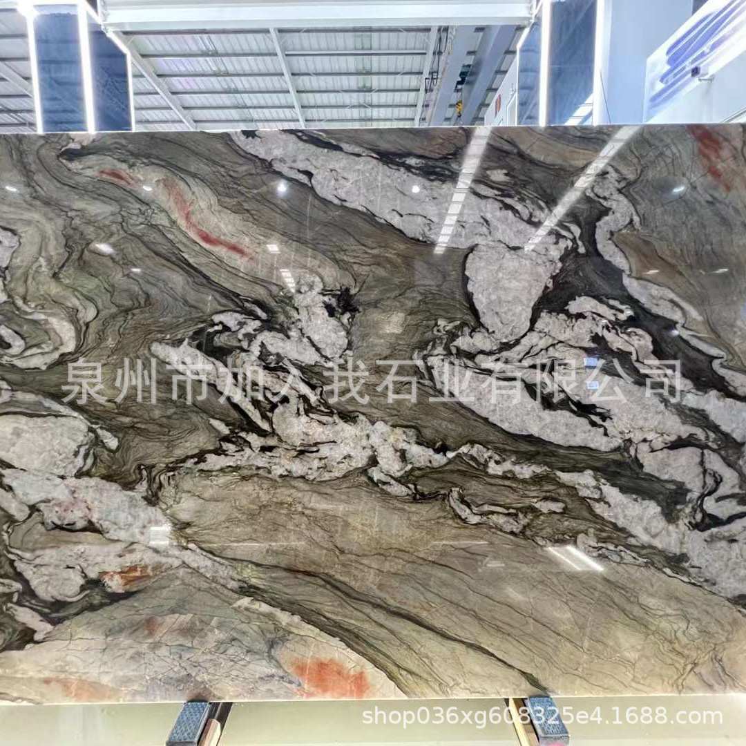 巴西天然透光奢石水晶彩虹 别墅客厅大理石电视背景墙