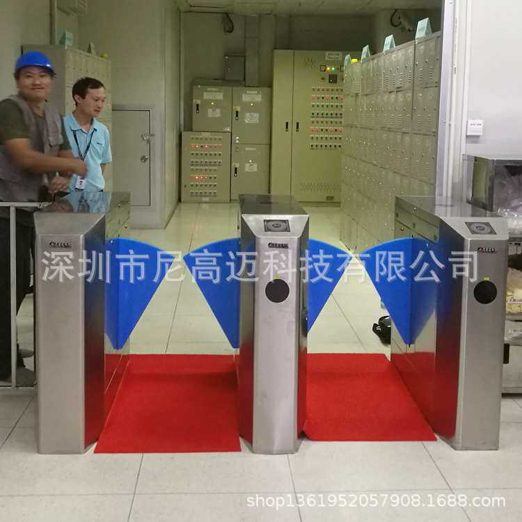 304不锈钢翼闸机电控半自动三辊闸智能双向摆匝人行通道单向半高