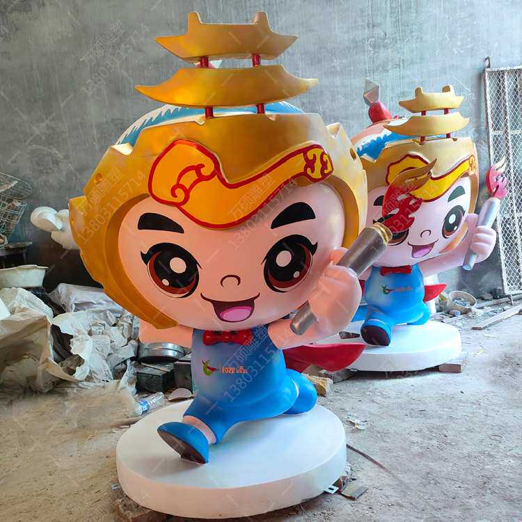 玻璃钢雕塑制作大小型公仔卡通动漫人物彩绘模型logo美陈落地摆件