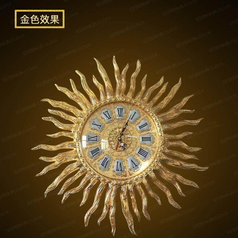 全铜太阳钟客厅挂钟金色太阳挂钟卧室挂钟书房挂钟欧式水晶落地