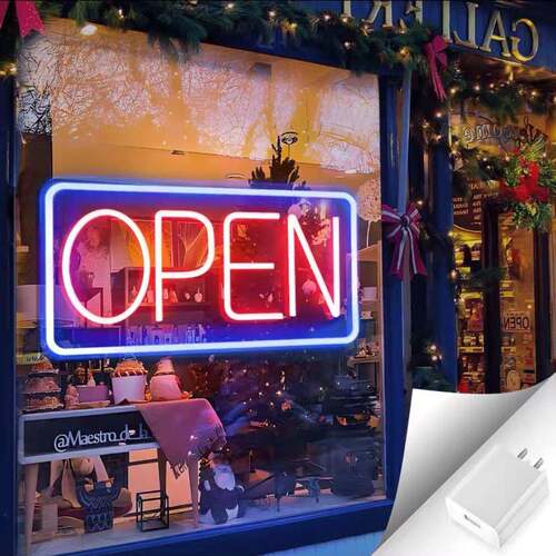 跨境open霓虹灯发光字营业中USB口亚克力LED酒吧造型霓虹灯牌装饰