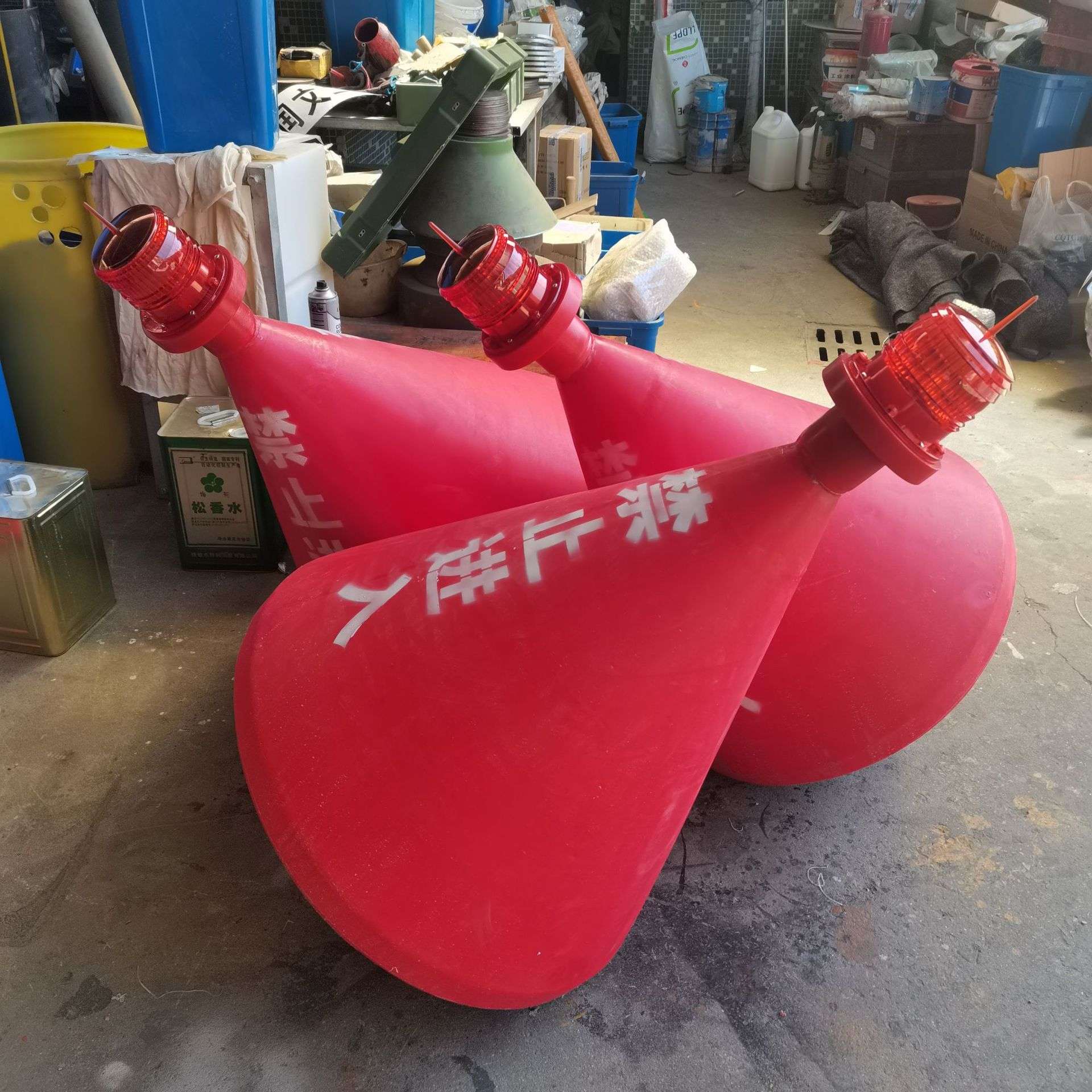 水上作业浮标 广东沿海施工警示浮标安装规范图 700*900锥形浮体