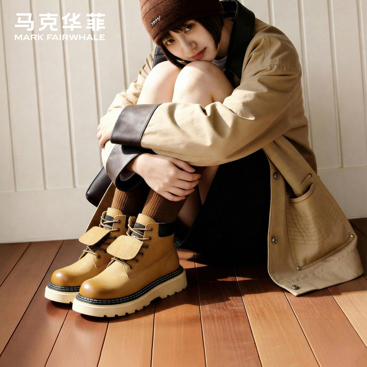 马克华菲马丁靴女款2025冬季新款气质小短靴加绒保暖棉鞋情侣靴子
