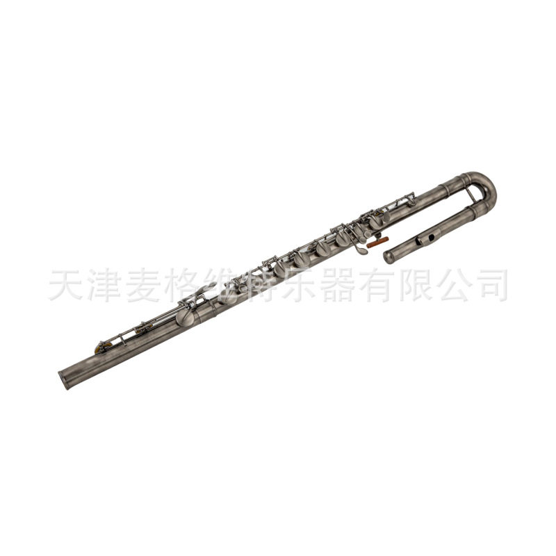 低音长笛C调白铜管体16孔长笛镀银闭键直列式C调低音长笛