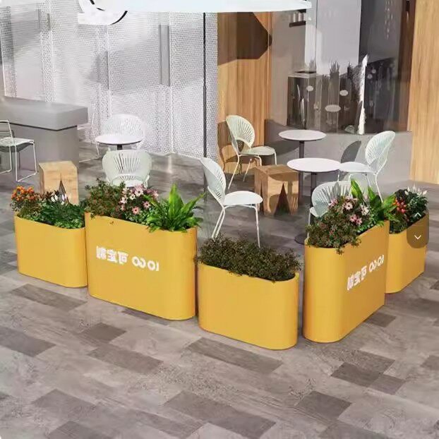 铁艺户外花箱花架餐厅外摆室外奶茶店咖啡厅花槽隔断围栏绿化