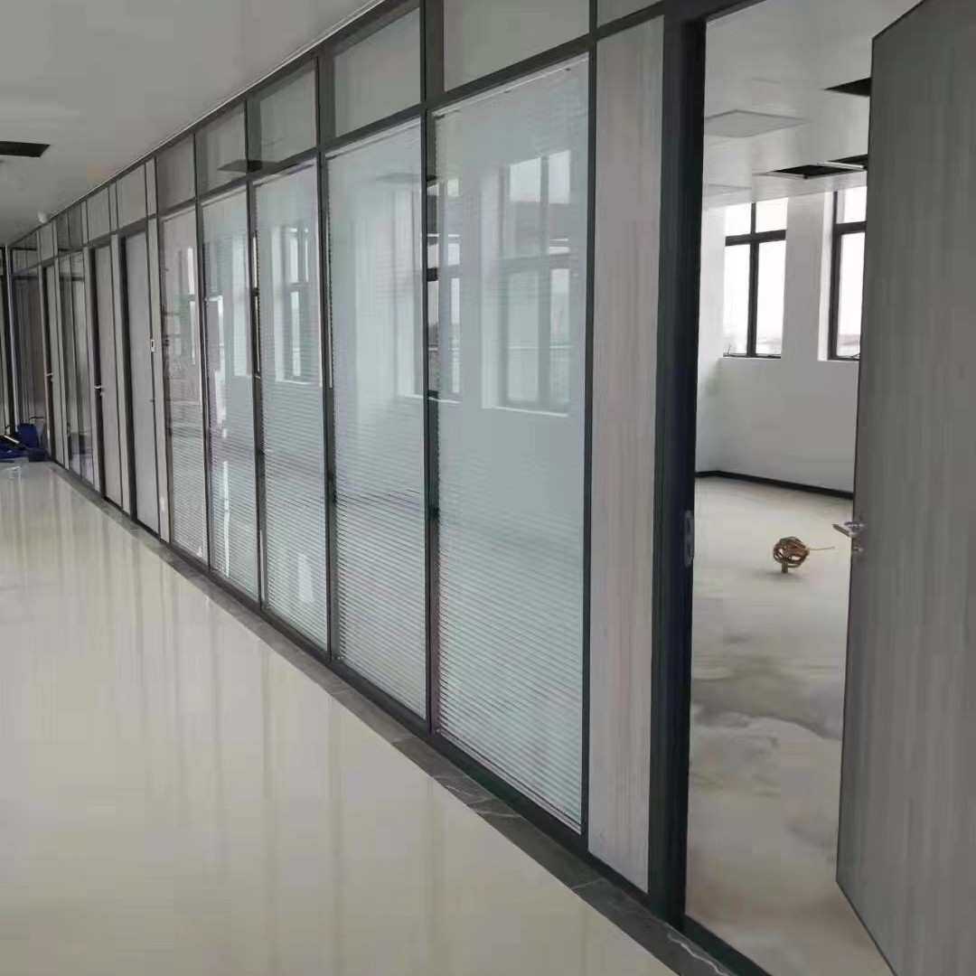 广东办公室玻璃隔断墙单双层铝合金钢化玻璃百叶房定制风降噪屏风