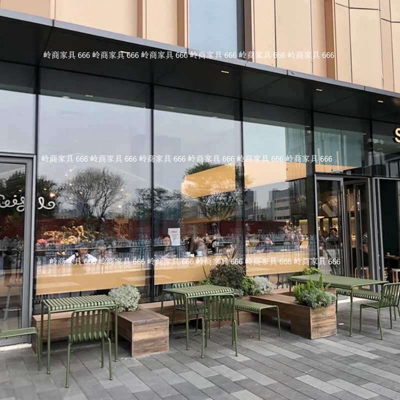 现代简约户外露天奶茶店咖啡厅休闲桌椅组合网红西餐厅铁艺餐椅