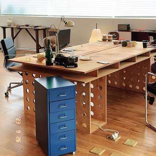 北欧长方形现代简约饭桌长桌会议办公桌桦木海洋板书桌实木工作台