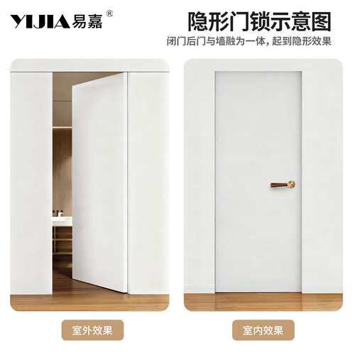 原木风锌合金卧室门锁轻奢室内木门家用锁具胡桃木把手隐形门锁具