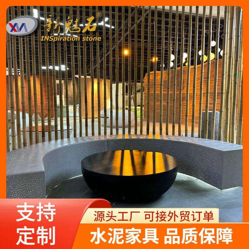 北欧圆形GRC混凝土茶几轻奢极简现代小户型客厅创意咖啡桌简约民