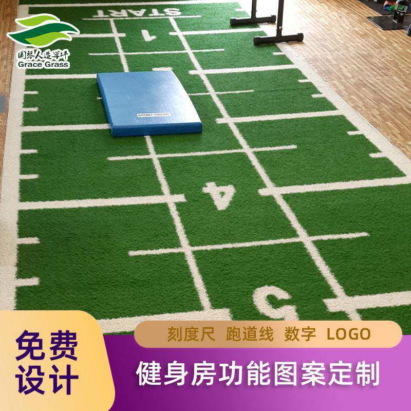 出口健身房耐磨曲丝雪橇草坪刻度运动地毯图案数字私教训练人造草
