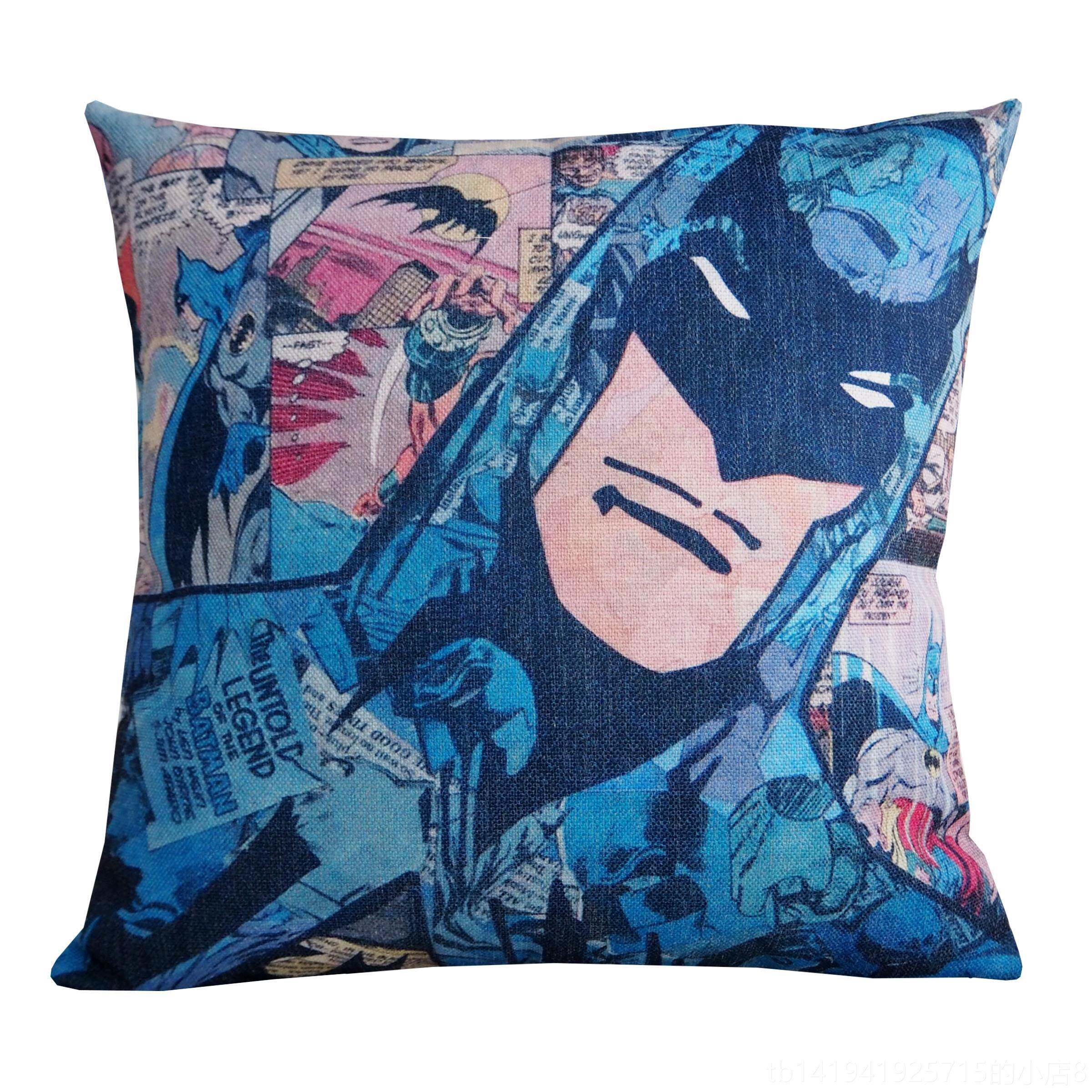 正品美式漫画卡通麻动漫超级英雄棉公室沙发抱枕套办靠枕靠垫含腰