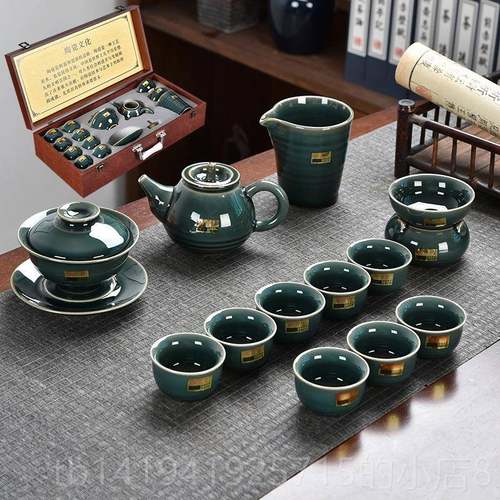 正品哥窑功夫茶装家用具套2025新款轻奢高档泡茶壶杯盖碗茶整套礼