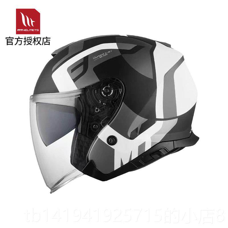 正品M头盔摩托T车复古3/4哈雷机车四夏季盔双镜片电动车半骑行安