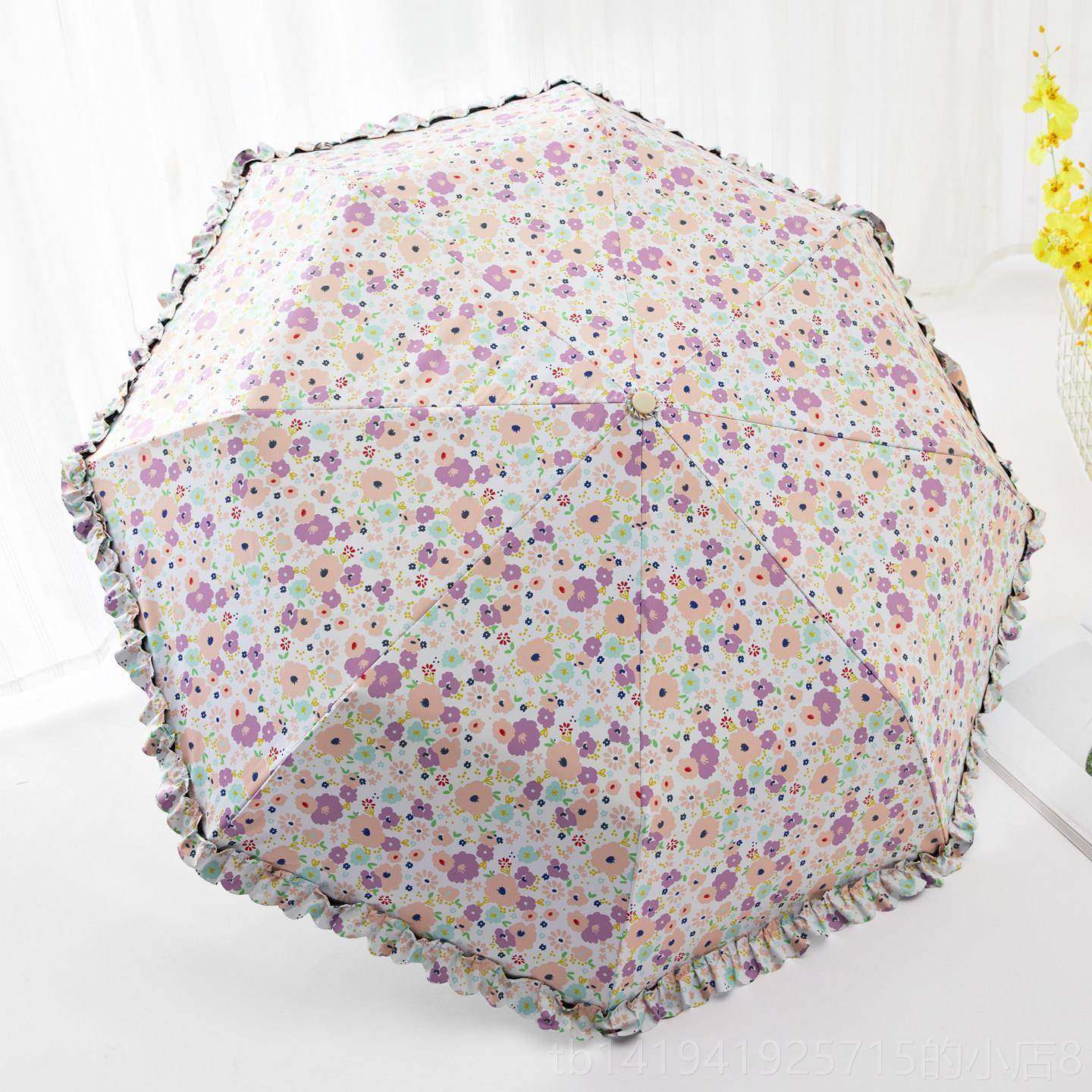 正品高颜值刺绣阳全自动阳黑胶遮防晒防伞紫外线折叠雨伞女晴太雨