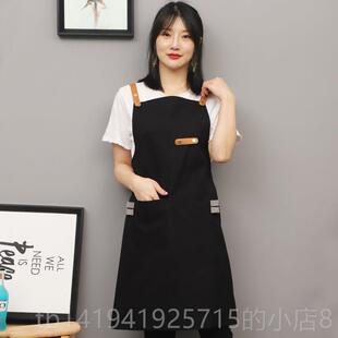 正品帆布围裙奶茶美甲店字定制logo印版日时尚女家用厨房男系工作