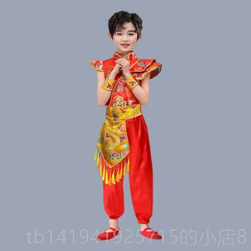 正品元旦儿童喜庆歌幼演出服儿秧腰鼓中服国风打鼓服开门红民族舞