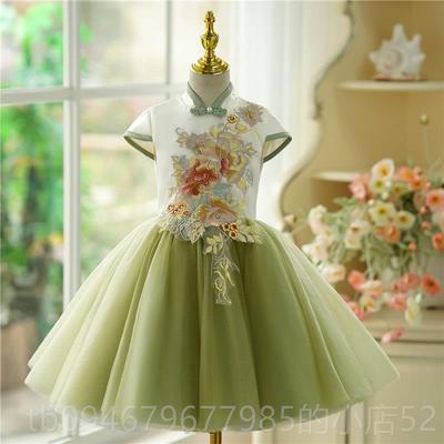 正品童服森系公主裙中国古筝风花童演出服儿童礼女大合唱蓬蓬裙复