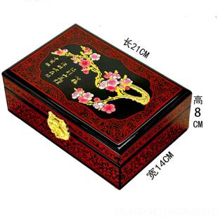 正品平妆收遥推光化漆器盒首饰盒木质三金盒生日结婚礼物妆梳纳盒
