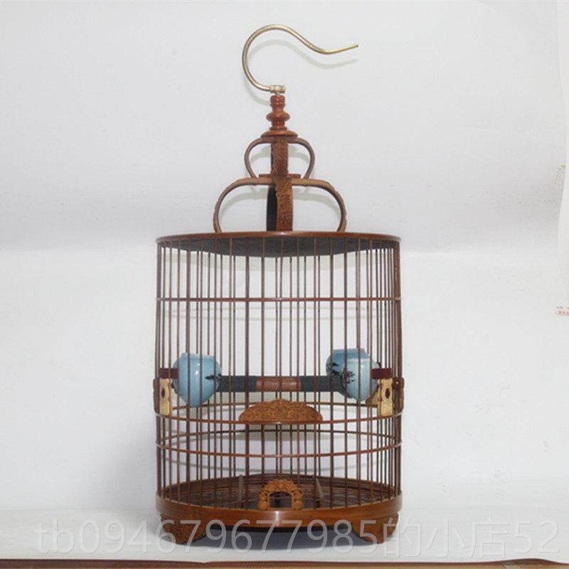 正品笼 老竹 雕刻套配鸟齐包邮 画眉八 哥鹩哥笼子紫色全笼小鼓底