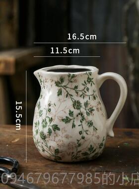 正品简约绿色覆古陶瓷花瓶插创花花卉鲜水器培皿客厅餐桌面意摆件