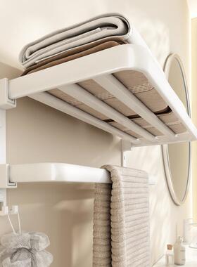白色毛巾架免打孔卫生间浴室置物架厕所浴巾收纳卫浴五金挂件套装