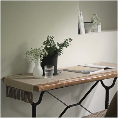 WOOKEN自制棉麻流须桌旗OGY古侘寂风纯色方简约手工长电视柜中形