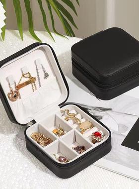 UST盒UDIO韩版纯携黑QCC首饰收纳耳针戒指Y项炼饰品盒旅行可式首