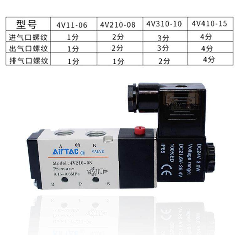 亚德客电磁阀4N/4VV210-08AB-/310-10 V4420-15 4V220/3V/ACA1007