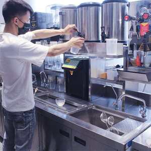 澜鑫厨具奶茶店设备全套制冰机工作台 操作台304不锈钢冷藏水吧台