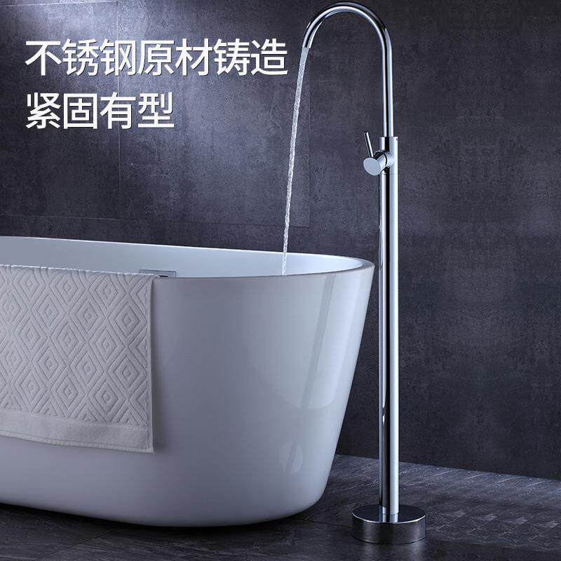 拉丝金全铜体落式地浴缸龙头冷热水立柱木桶缸边墙接可免打孔跨境