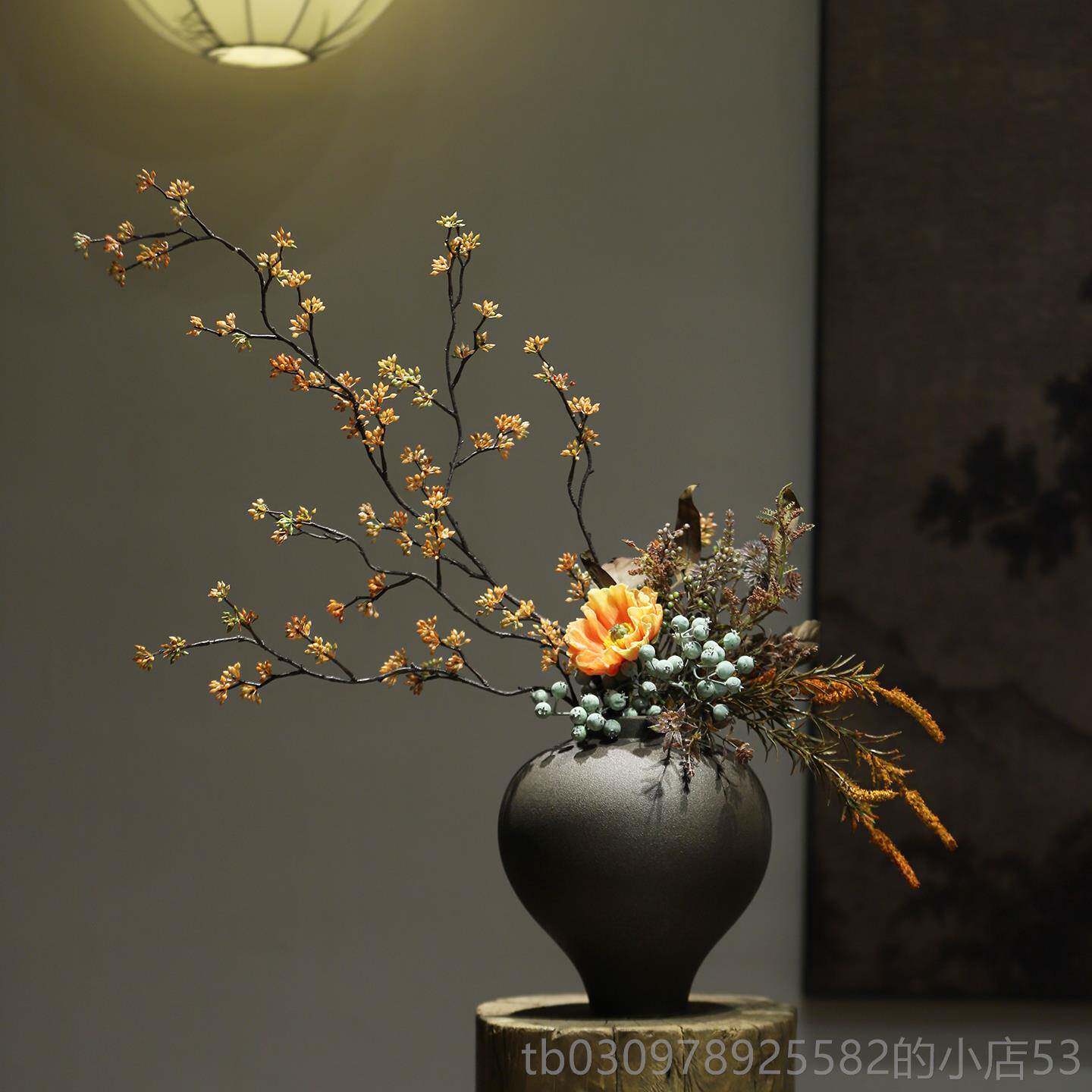 高档宋宿代学美陶瓷花瓶高级插花禅意覆古新中式件民玄关桌面摆装