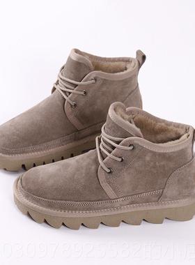 高档款靴子棉新鞋与天鹅绒到Heattech 2休02高帮防滑系带圆头短管