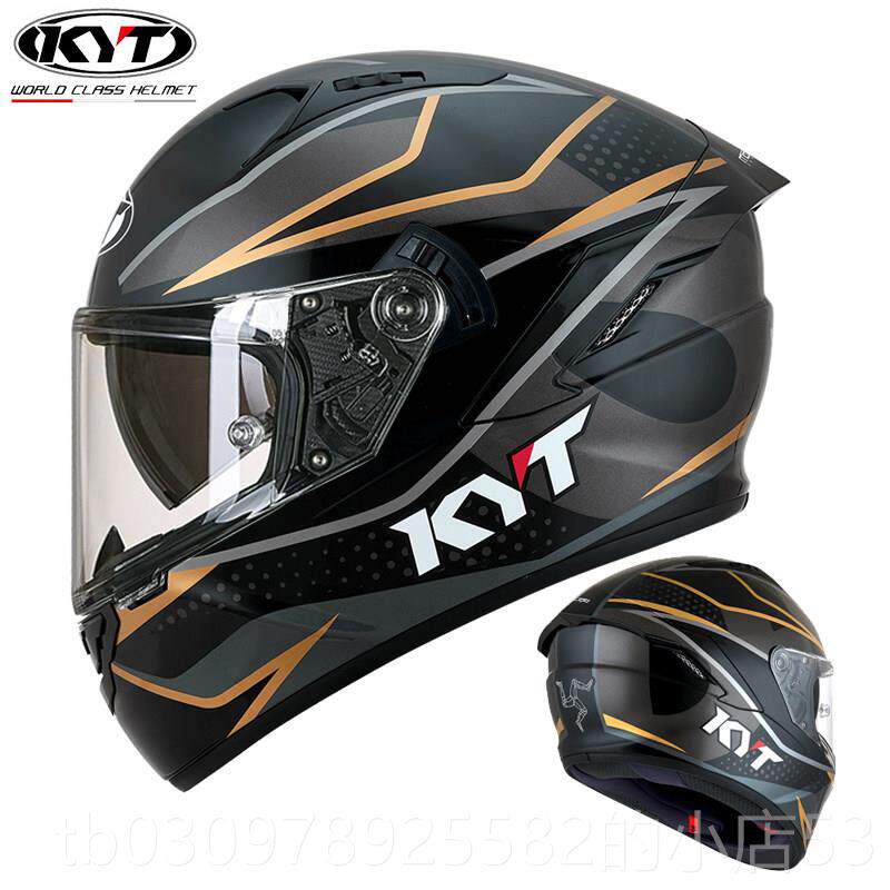 高档KYT全盔摩车头盔男女士双镜片托街跑盔个性酷机车季轻便安全
