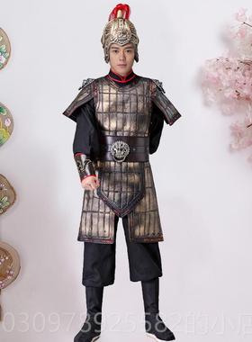 高档古装盔男古代将军士兵小兵小将服装将士服装台演舞出服服装戏