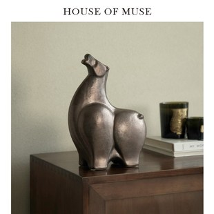 缪斯家  马到功成 复古桌面摆件客厅书房办公室陶瓷艺术装饰品