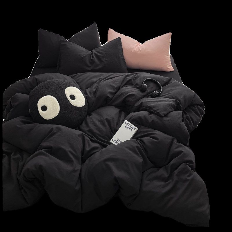 四件套纯棉全棉床上用品被套被罩春秋磨毛床单床笠学生宿舍三件套