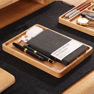 黑胡桃实木桌面收纳托盘木制桌子组织者盒咖啡茶杯木制托盘