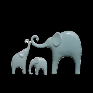 景德镇陶瓷可爱大象摆件一对招财客厅玄关书房电视柜装饰乔迁礼品