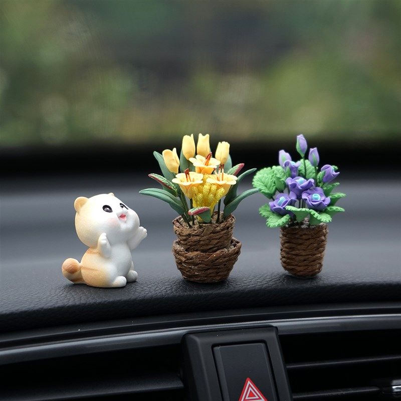 迷你编织花篮汽车小摆件创意精致陶土车载车内小花瓶中控台装饰品,汽车用品/电子/清洗/改装,摆件,淘宝优惠券,粉丝福利购,淘宝优惠卷