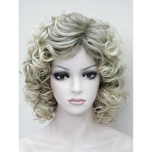 正品假发羊毛然卷中长短发斜刘中海蓬松自逼真遮白发尚老时年妈妈