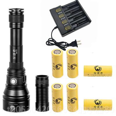 正品P70潜水光手电电筒L赶ED可充铝合金黄白光海超亮远射水下强打