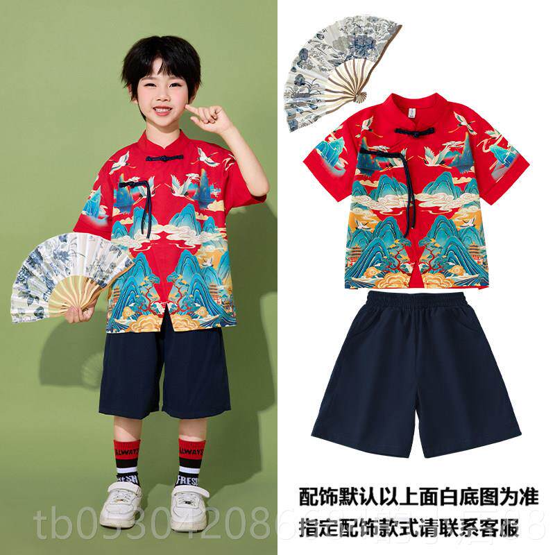 正品六一儿童演出服汉服装男中童国套风唐装朗诵学生女童小旗袍表