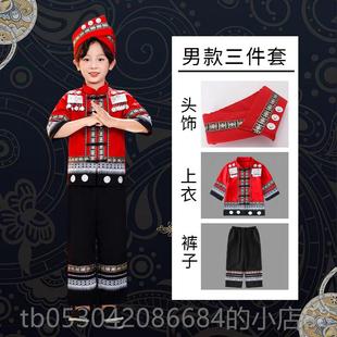 正品少数民族服装长广西三族月三儿童袖苗族傣族壮女演出服装套装
