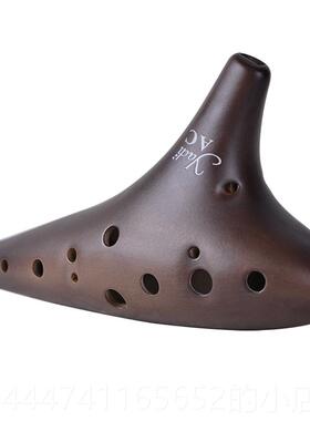 高档yai雅的陶笛紫色砂熏烧1孔AC潜艇式小指孔十二孔初2学至专业