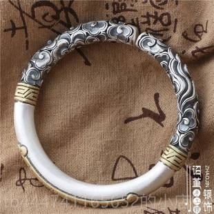 高档天大圣空足手银纯手工手镯悟金箍棒银手镯9齐99纯银情侣环古