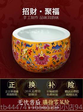 高档聚盆摆景件德宝镇陶瓷器客关厅玄花盆水浅金鱼缸花盆开业装饰