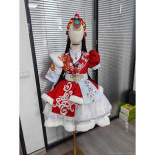 高档藏族演出蹈服女2舞024新款少数民族声乐女藏服儿童孩开场舞表