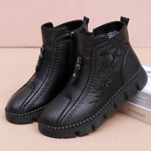 新款老北京布鞋女棉鞋冬底短季老保暖妈妈鞋防滑牛筋防水靴加厚人